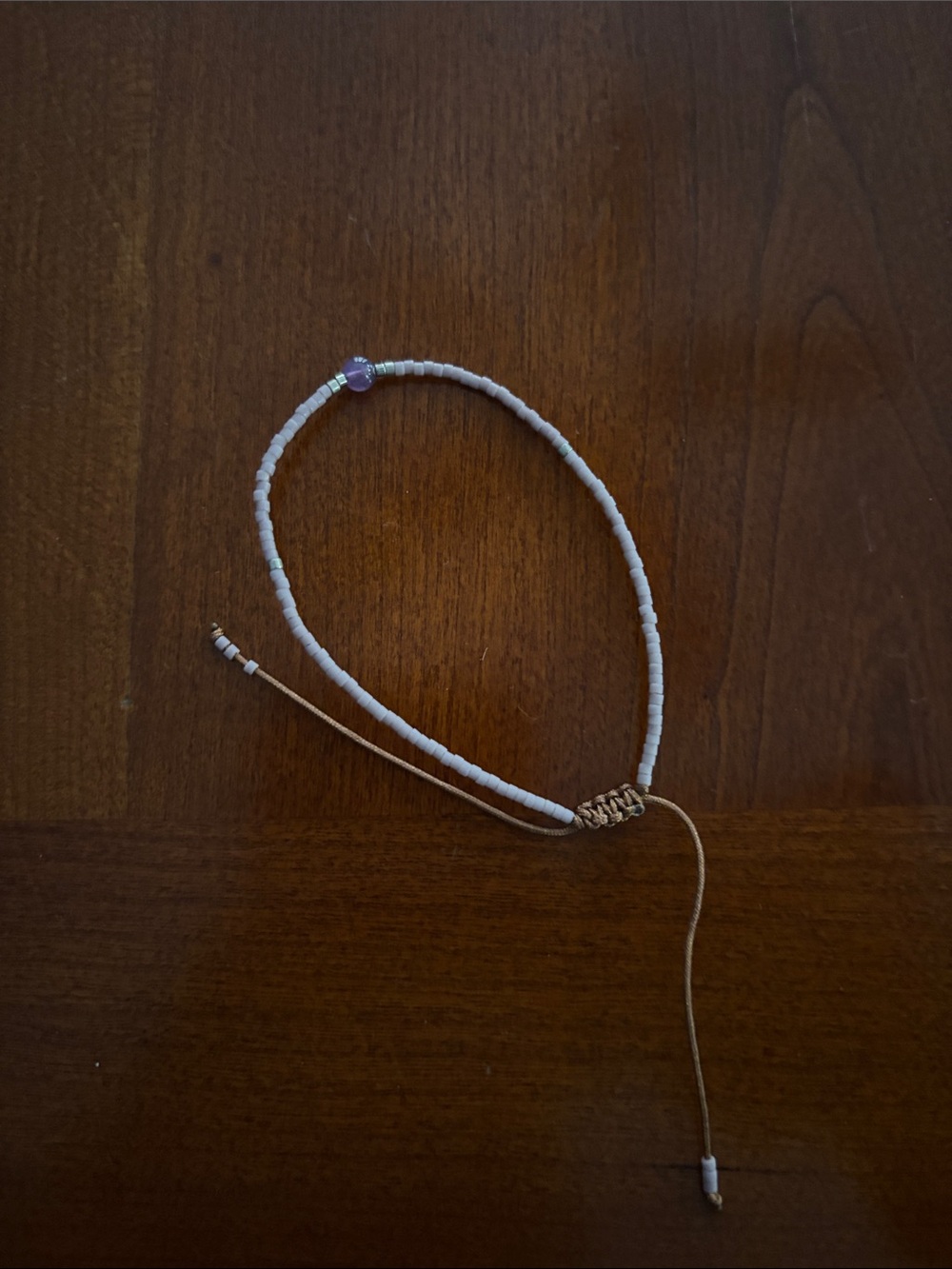 NWOT NEVER WORN Handmade Beaded Bracelet in Lavender with Dark Purple Accent